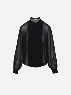 Beaded Collarless Blouse