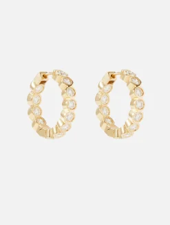 Bezel Diamond Hoops