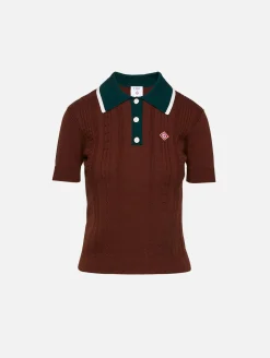 Cable Knit Polo Top