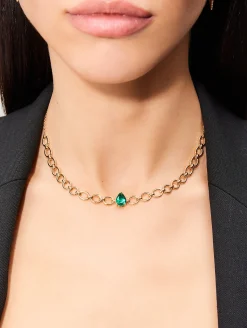 Catena Pear Cut Emerald Necklace
