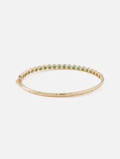 Classic Bezel Set Emerald Bangle