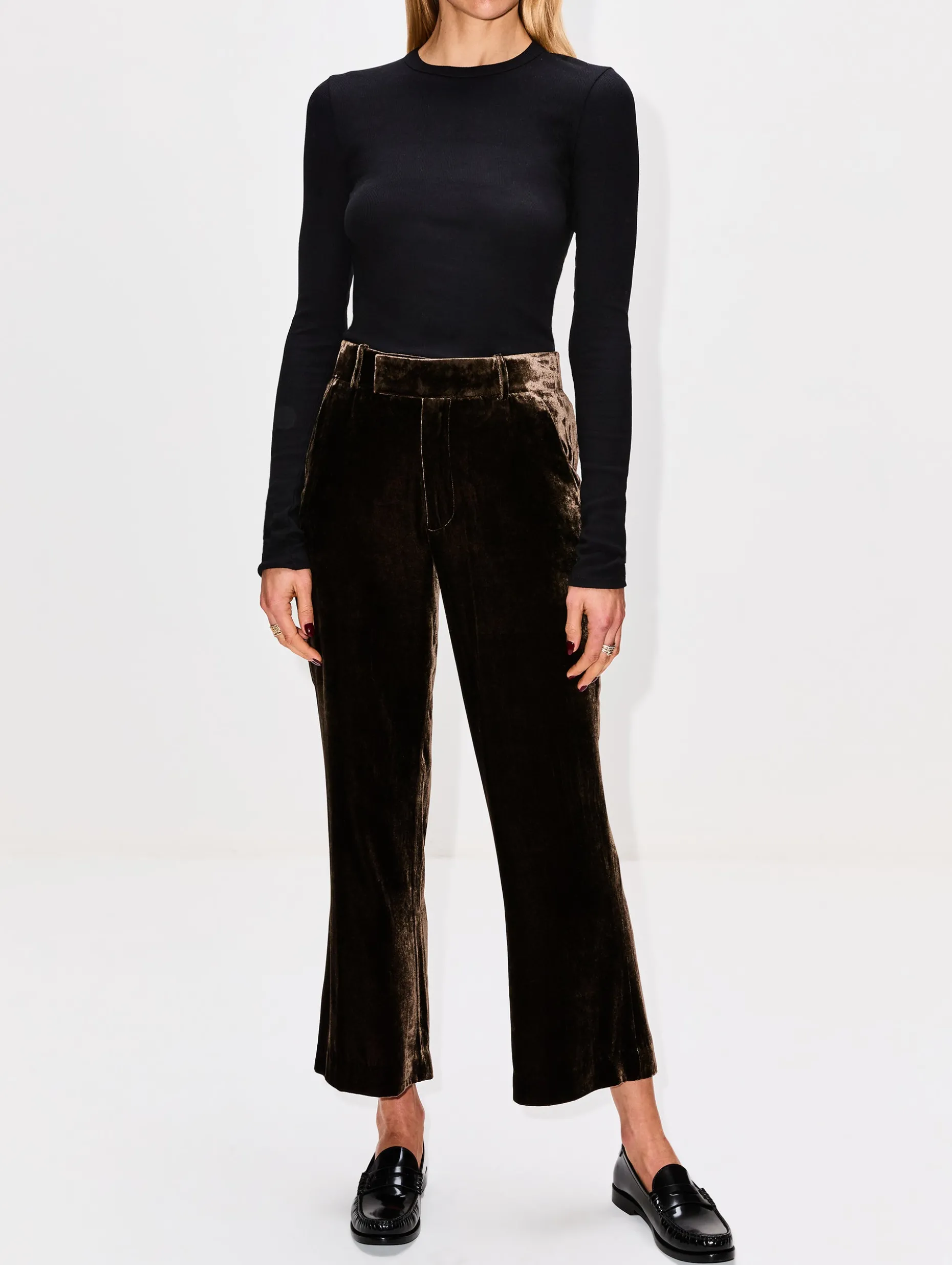 Crop Flare Velvet Trouser