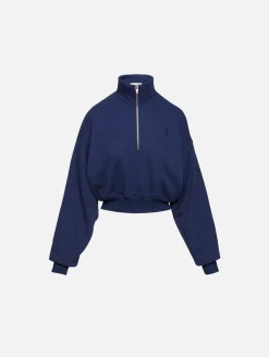 Cropped Half Zip Sweatshirt