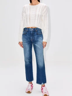 Cropped Relaxed Cable Sweater