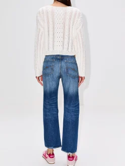 Cropped Relaxed Cable Sweater