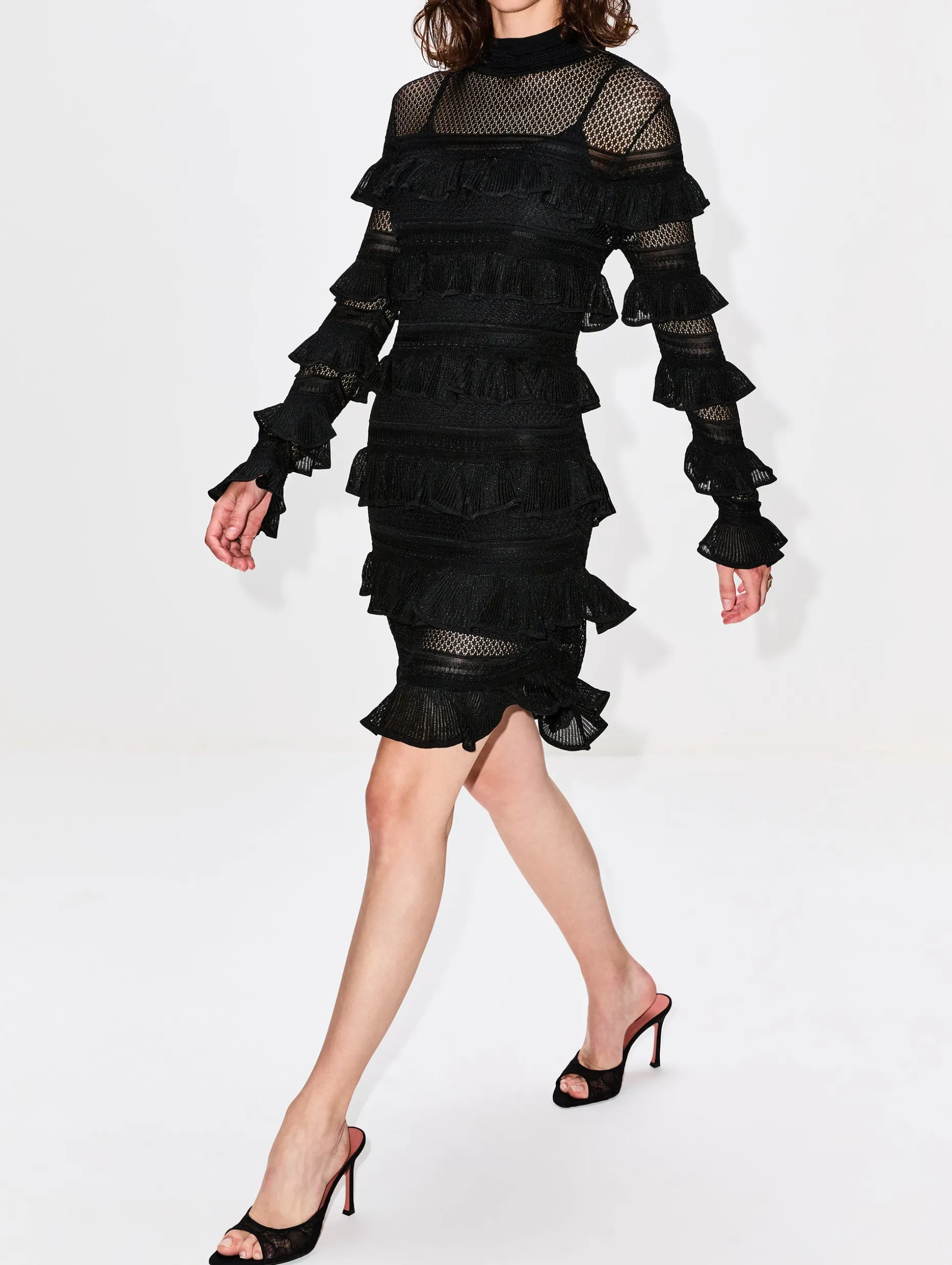 Crush High Neck Frilled Mini Dress