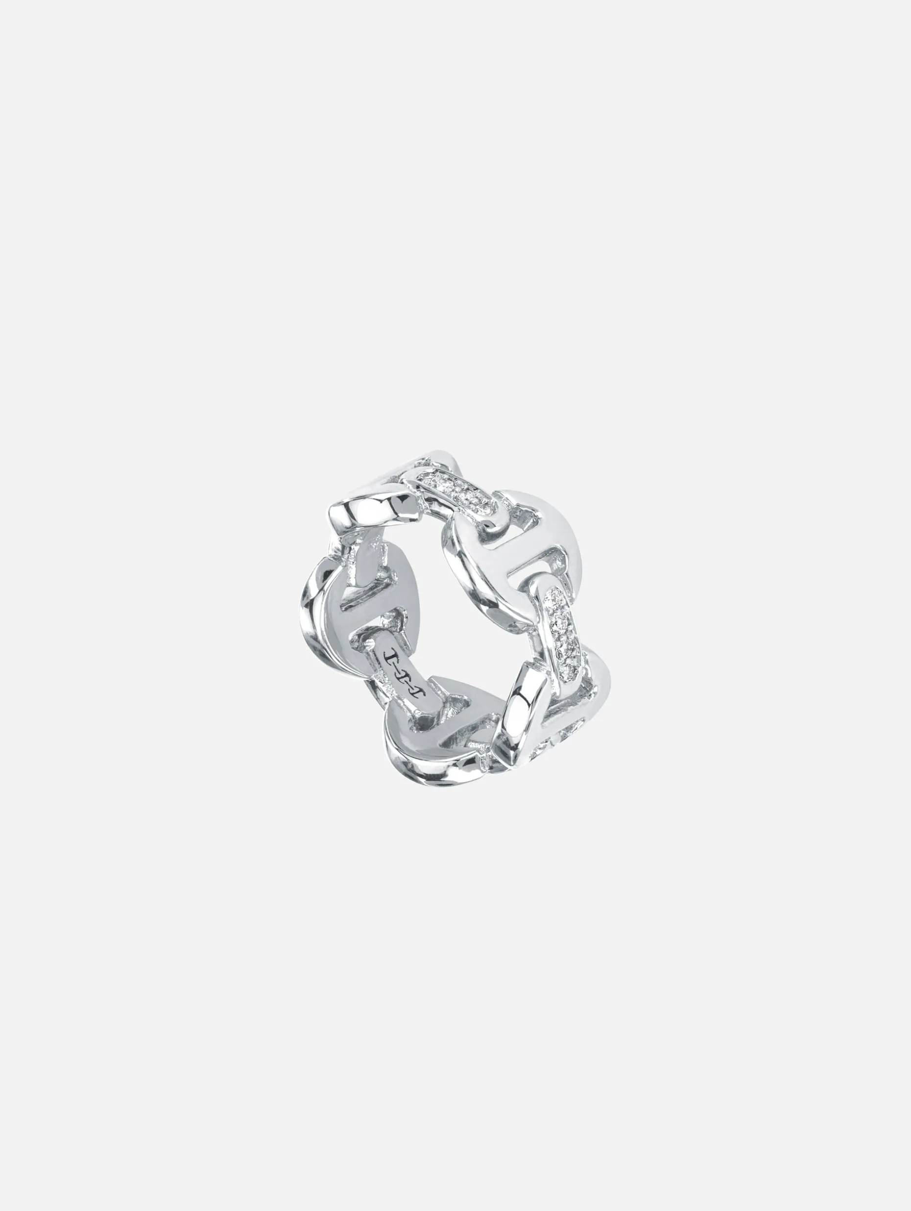 Dame Classic Tri Link Ring With Diamond Bridges