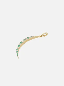 Diamond and Emerald Crescent Charm
