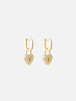 Diamond Heart Lock Earrings