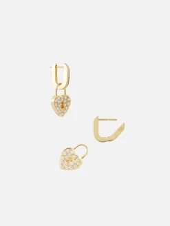 Diamond Heart Lock Earrings