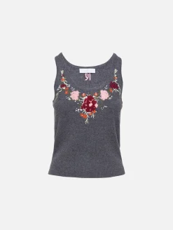 Embroidered Knit Tank