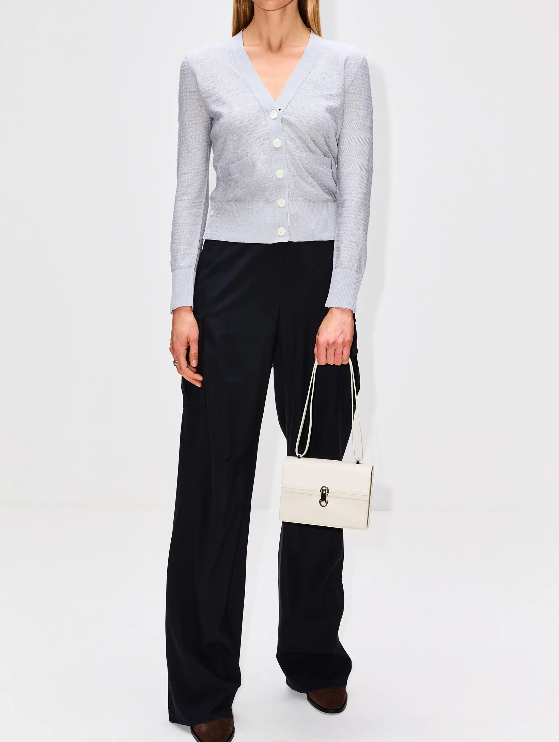 Floated Cable Stitch V Neck Sweater