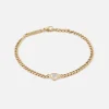 Floating Heart Shaped Diamond Small Curb Chain Bracelet