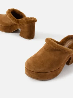 Fuzzy Heeled Mule