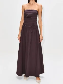 Gathered Strapless Tie Back Dress