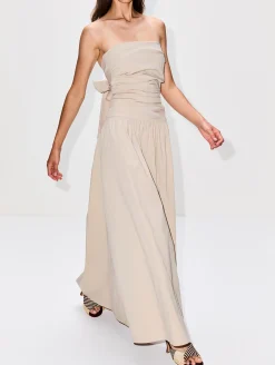 Gathered Strapless Tie Back Dress