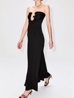 Helix Crystal Ribbed Strapless Dress