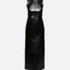 High Neck Leather Column Dress