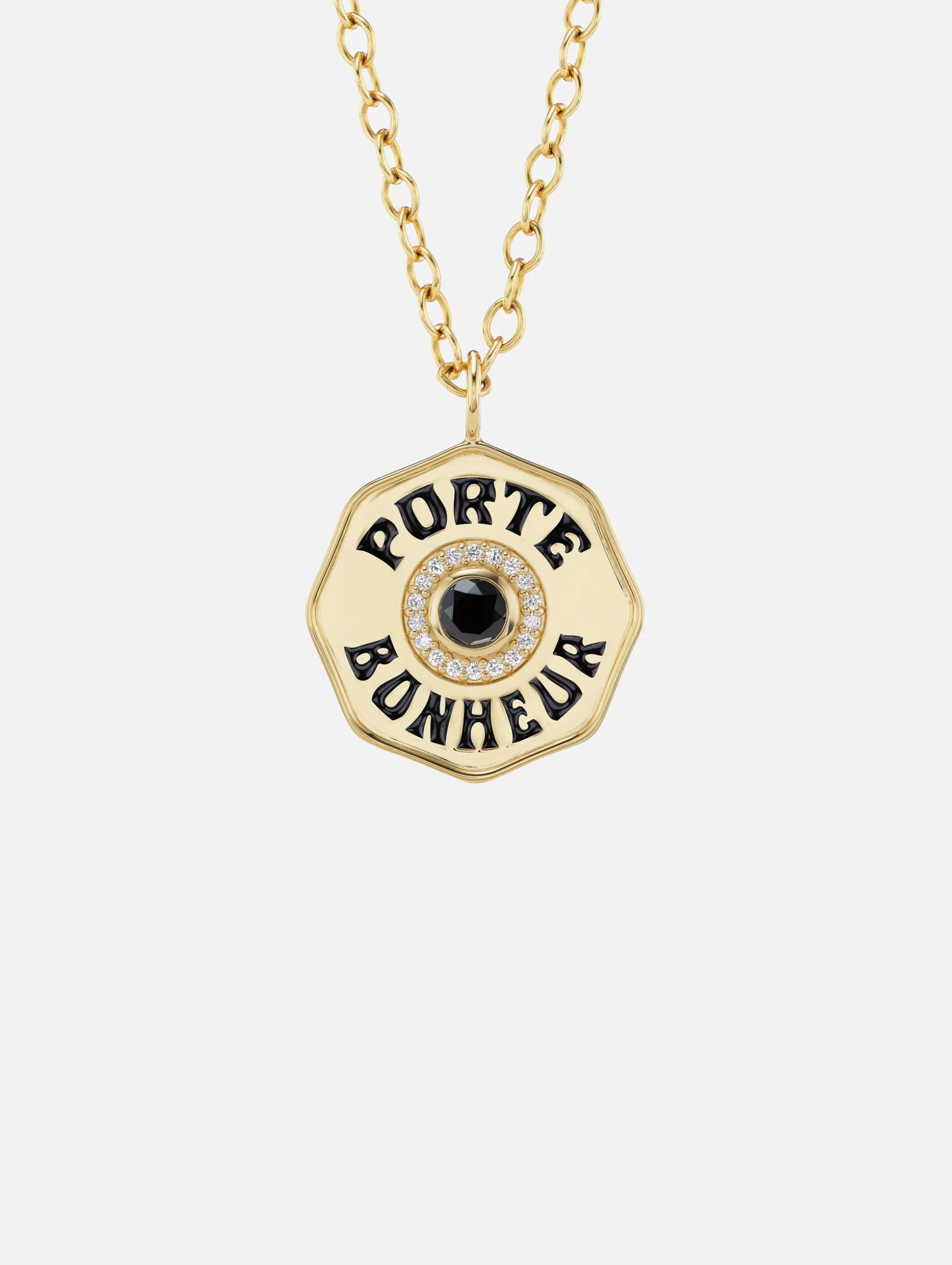 Large Black Diamond Porte Bonheur Necklace