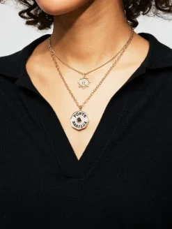 Large Black Diamond Porte Bonheur Necklace