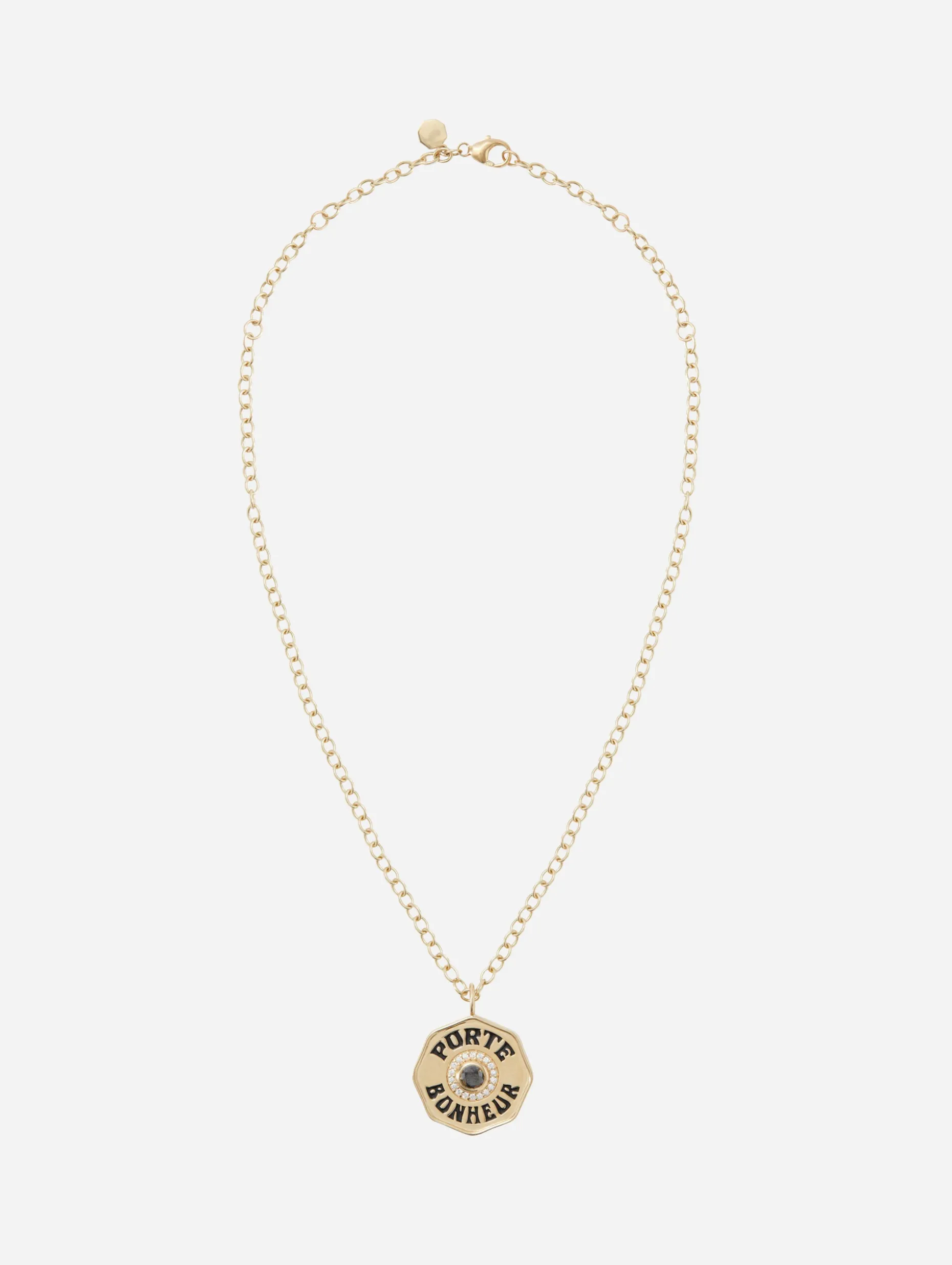 Large Black Diamond Porte Bonheur Necklace
