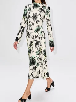 Long Sleeve Draped Midi Dress