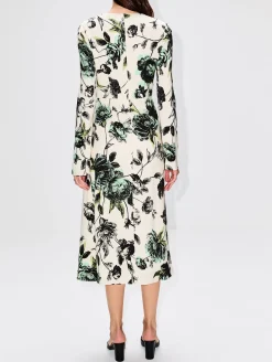 Long Sleeve Draped Midi Dress