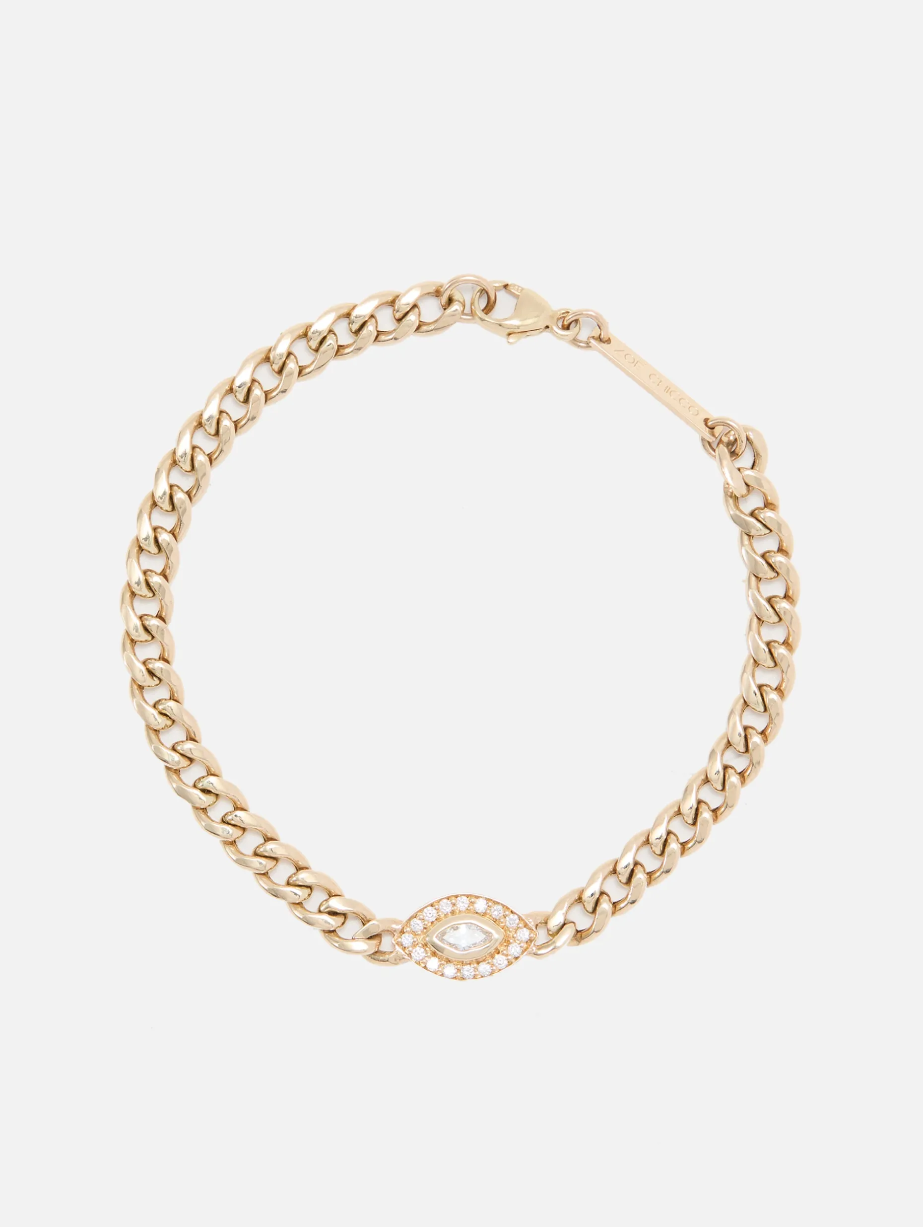 Medium Curb Chain Marquise Diamond Halo Bracelet