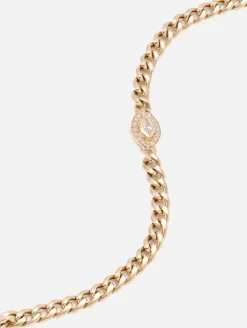 Medium Curb Chain Marquise Diamond Halo Bracelet