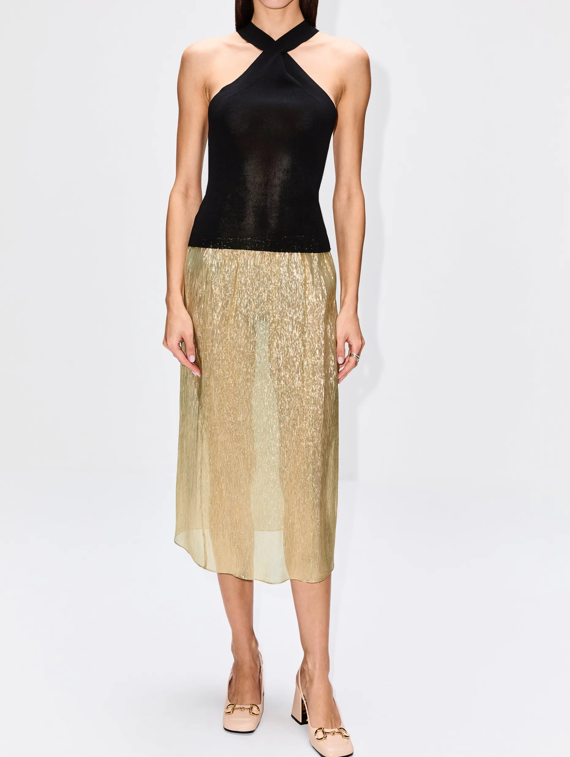 Metallic Midi Skirt