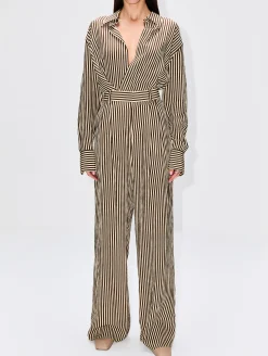 Mid Rise Pleated Wide Leg Trouser