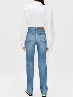 Mid Rise Straight Leg Jean