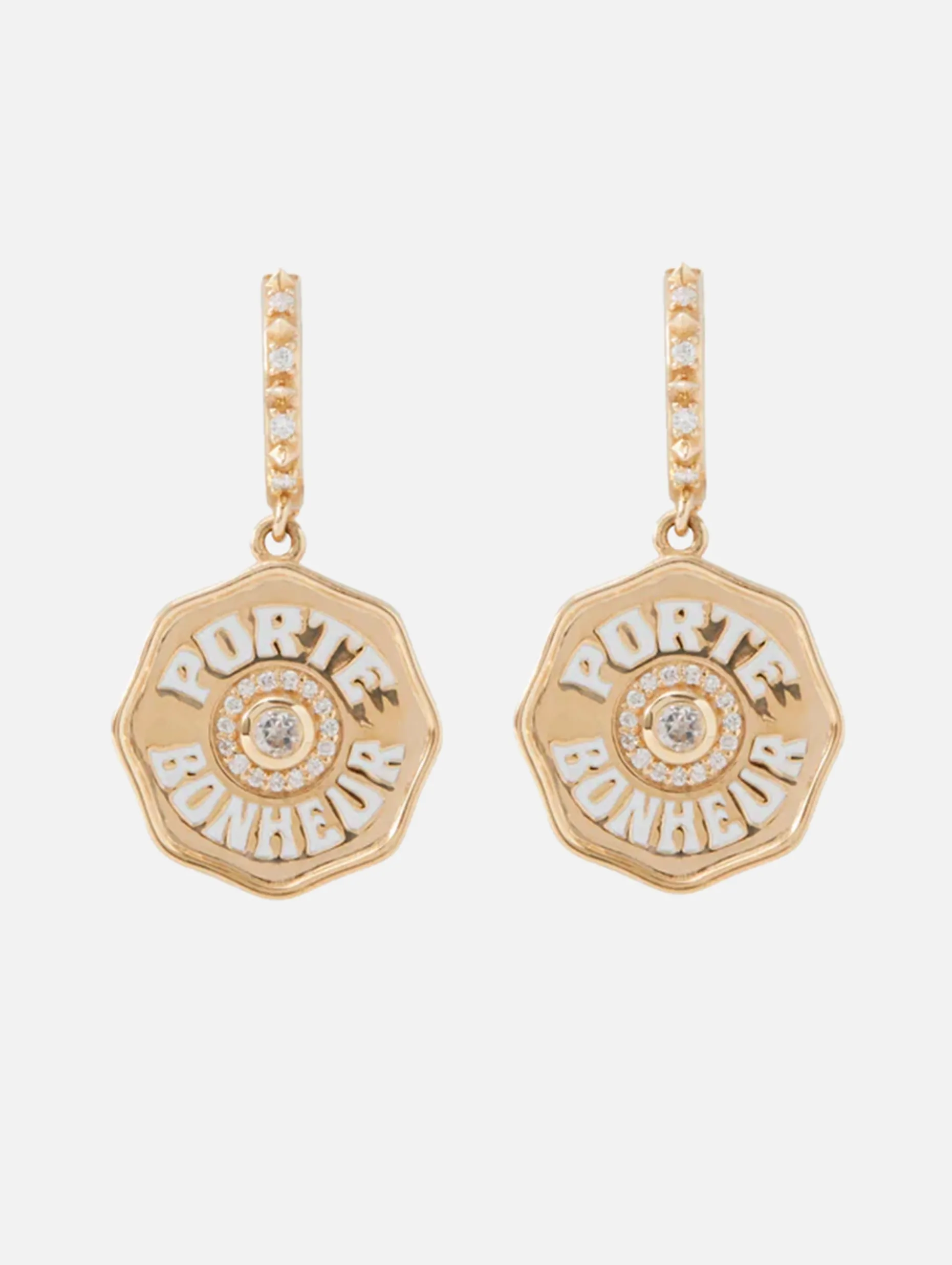 Mini White Topaz Porte Bonheur Earrings
