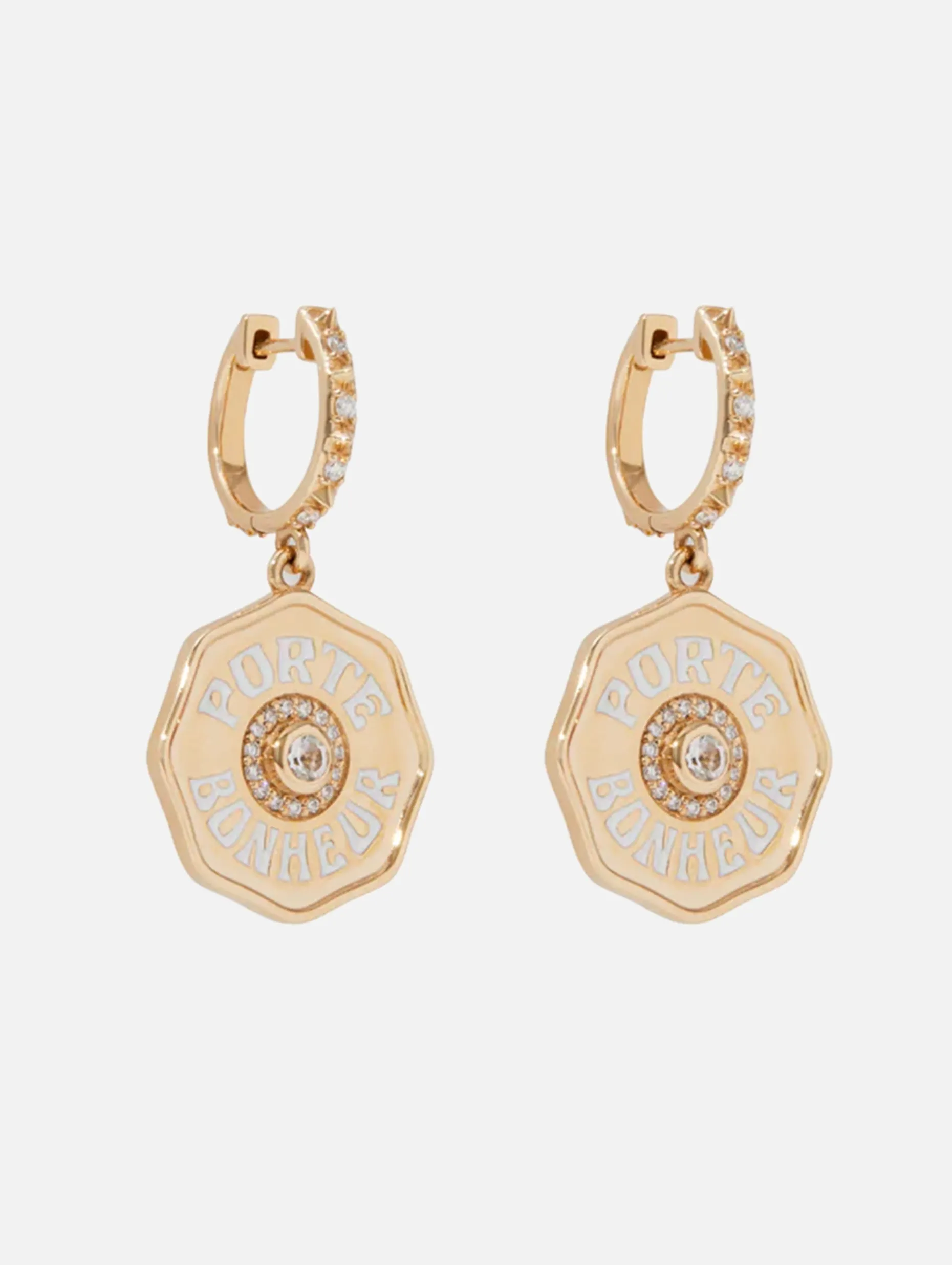 Mini White Topaz Porte Bonheur Earrings