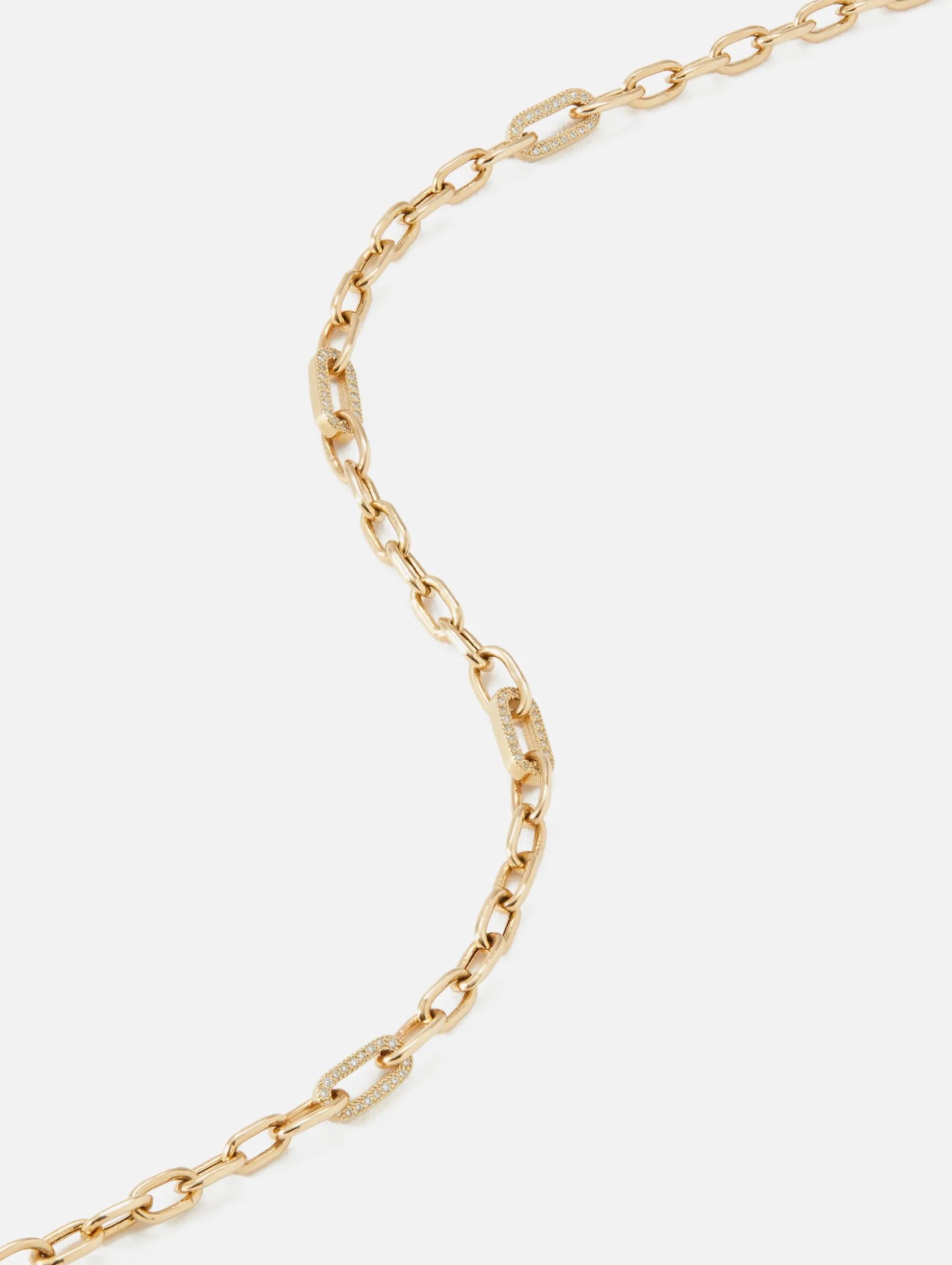 Multi Pave Diamond Link Medium Square Oval Chain Necklace
