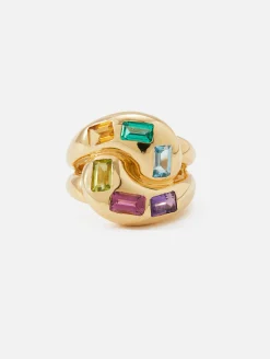 Multicolor Gemstone Knot Ring