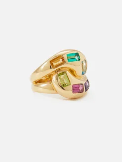Multicolor Gemstone Knot Ring
