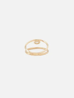 Pave and Marquise Diamond Open Double Band Ring