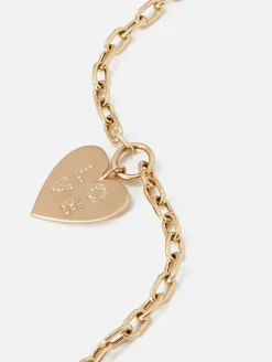 Pave Diamond Love Heart Charm Square Oval Chain Bracelet
