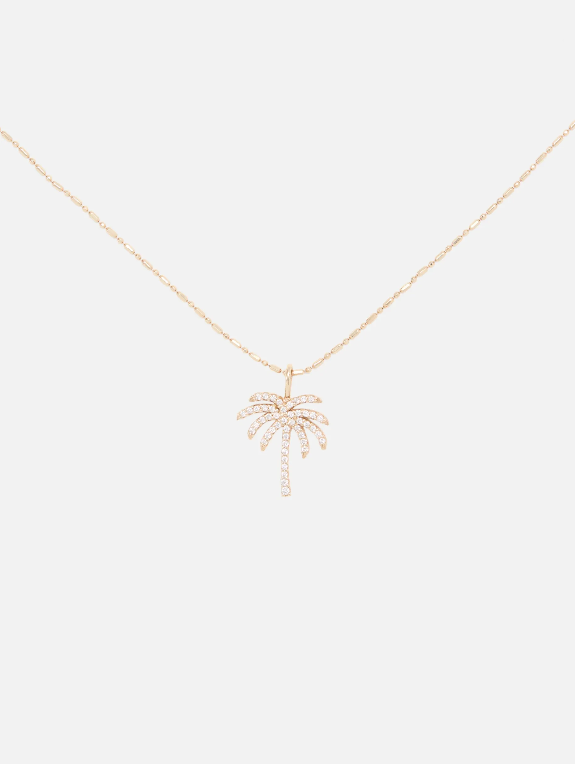 Pave Diamond Palm Tree Necklace