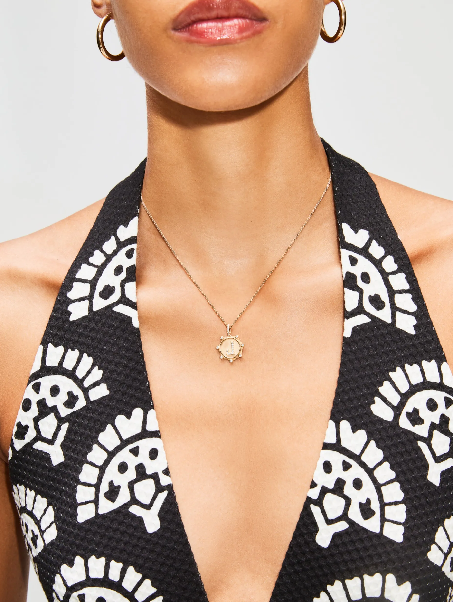 Pave Initial Coin Necklace