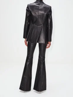 Peak Lapel Leather Jacket