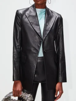 Peak Lapel Leather Jacket