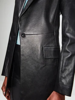 Peak Lapel Leather Jacket