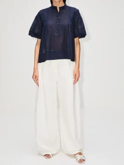 Pleated Button Up Blouse