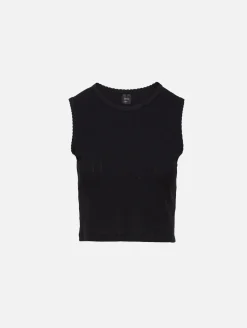 Pointelle Sleeveless Crew Top