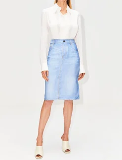 Printed Denim Skirt