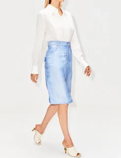 Printed Denim Skirt