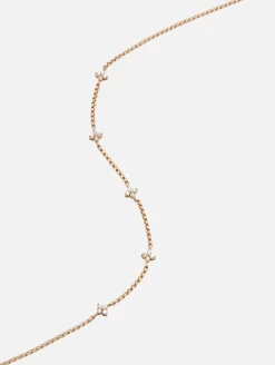 5 Prong Diamond Quad Station Box Chain Necklace