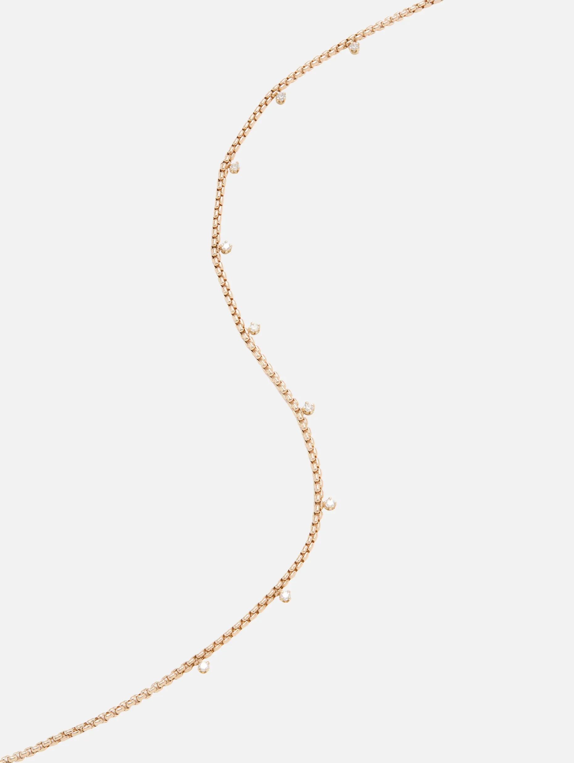 9 Prong Diamond Small Box Chain Necklace